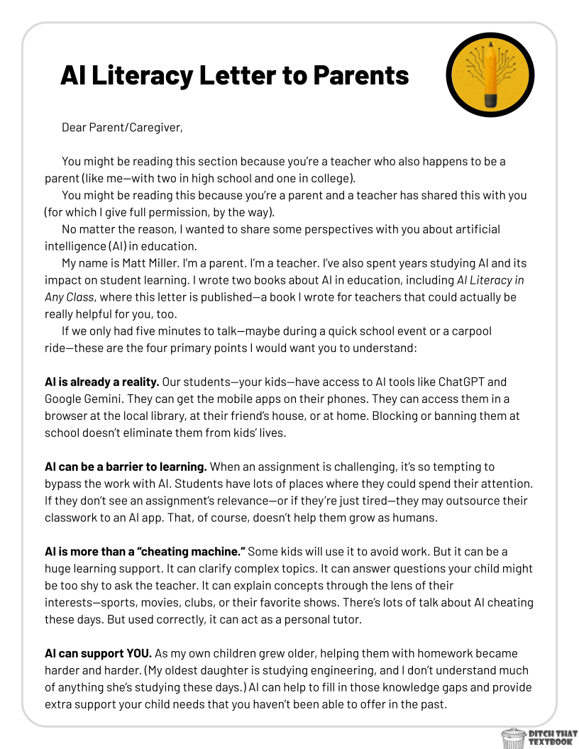 AI Literacy Letters to Parents