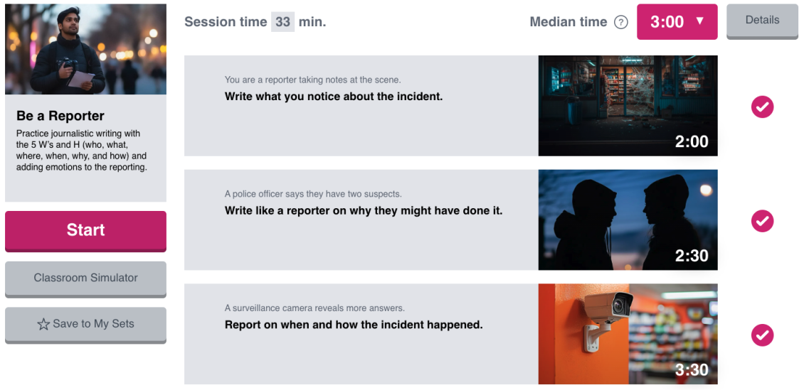 Fun, lowstakes, gamified student writing with WeWillWrite Ditch That